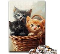 Puzzle per adulti 1000 pezzi Gattino in cesto di fiori per gioco educativo Sfida Giocattolo Ideale come regalo per tutta la famiglia 50x75cm
