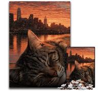 Puzzle per adulti 1000 pezzi Gatto addormentato Puzzle in legno Giochi Giocattoli Regalo, Regali di compleanno unici per bambini dai 14 anni in su 50X75CM