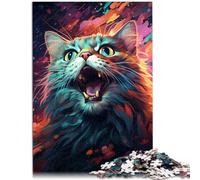 Puzzle per adulti, 1000 pezzi, gatto artistico colorato, difficile e impegnativo, 38 x 52 cm, gioco educativo per compleanno, Natale