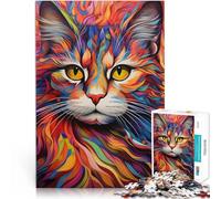 puzzle per adulti 1000 pezzi Gatto astratto Fatto di cartone per età pari o superiore a 14 anni Allena il tuo cervello e le tue mani Regali di gioco di Natale misurare:38x52cm
