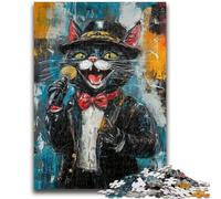 Puzzle per adulti 1000 pezzi Gatto canterino difficile 1000 pezzi per adolescenti, antistress per ammazzare il tempo durante le vacanze, per migliorare l'amore tra coppie (26x38cm)