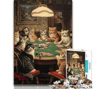 Puzzle per adulti 1000 pezzi Gatto che gioca a poker 1000 pezzi per adolescenti antistress per trascorrere il tempo in casa Interazione genitore-figlio 38x26cm