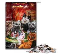 Puzzle per adulti 1000 pezzi gatto che gioca a poker puzzle per bambini puzzle in legno giocattolo educativo intellettuale decompressivo 75x50 cm