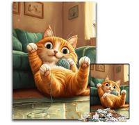 Puzzle per adulti 1000 pezzi Gatto che gioca con un gomitolo di lana Puzzle di cartone Gioco per adulti Regalo Gioco interattivo per famiglie Sfida mentale Regalo 26X38CM