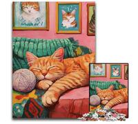 Puzzle per adulti 1000 pezzi Gatto che gioca con un gomitolo di lana Puzzle di cartone Rompicapo educativo, Decorazione artistica per casa e ufficio, 14+ anni 26X38cm