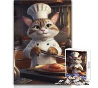Puzzle per adulti 1000 pezzi Gatto Chef Cucinare Cuocere Gioco impossibile Taglio di precisione Regali di Babbo Natale segreto Dimensioni 38x26cm