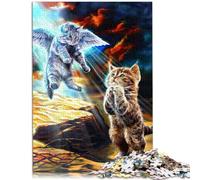 Puzzle per adulti, 1000 pezzi, gatto Gesù in preghiera, decorazione per la casa, giocattolo unico per la casa e regali per adolescenti dai 14 anni in su, 26 x 38 cm