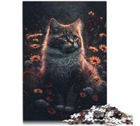 Puzzle per Adulti 1000 pezzi Gatto in Fiori Attività familiare Puzzle 10,27 pollici x 14,96 pollici Migliora la memoria per Adolescenti da 14 Anni e Più