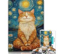 Puzzle per adulti 1000 pezzi Gatto in meditazione, giocattoli fai da te, ideali come regali per tutta la famiglia, adatti per 14 persone, 38x26cm