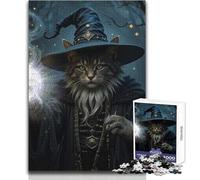Puzzle per adulti 1000 pezzi Gatto Mago che lancia un incantesimo Giocattolo Gioco intellettuale Decorazione artistica per la casa Regalo per compleanni Dimensioni 50x75cm