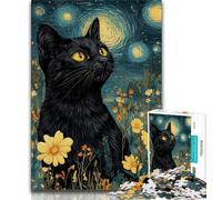 Puzzle per adulti 1000 pezzi Gatto nero, aiuta il cervello ad esercitare giocattoli avvincenti per coltivare la pazienza Decorazione perfetta (75x50cm)