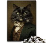 Puzzle per adulti 1000 pezzi Gatto nero nobile per adolescenti, giochi educativi, decorazione per la casa, regalo di compleanno, regali, arte murale (50x75cm)
