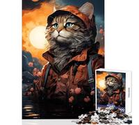 Puzzle per adulti 1000 pezzi Gatto pescatore su un lago Decorazione per la casa Giocattoli Opera d'arte Regalo Giochi per famiglie con pezzi completamente interconnessi di forma casuale 38x26cm