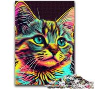 Puzzle per adulti 1000 pezzi Gatto Pop Art Volto di animale Aiuta il cervello a esercitare Giocattoli avvincenti per coltivare la pazienza Un'opera d'arte 38x26cm