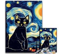 Puzzle per adulti 1000 pezzi "Gatto sotto il cielo notturno" Puzzle in cartone per 14+ anni Difficili da completare ma divertenti e umoristici Regalo di compleanno 26X38cm