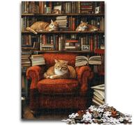 Puzzle per adulti 1000 pezzi Gatto sulla libreria Aiuta il cervello a esercitare Giocattoli avvincenti per coltivare la pazienza Un'opera d'arte 38x26cm