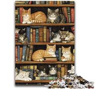 Puzzle per adulti 1000 pezzi Gatto sulla libreria Aiuta il cervello a esercitare Giocattoli avvincenti per coltivare la pazienza Un'opera d'arte 38x26cm