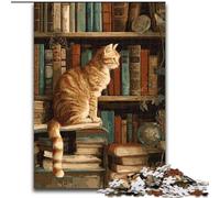 Puzzle per adulti 1000 pezzi Gatto sulla libreria Puzzle per adulti 1000 pezzi per adolescenti Giochi educativi per famiglie Decorazione per la casa Regalo (dimensioni 50x75cm)