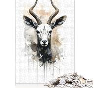 Puzzle per adulti 1000 pezzi gazzella bellezza acquerello puzzle per adulti e adolescenti puzzle per adulti gioco educativo gioco sfida giocattolo 1000 pezzi (75 x 50 cm)