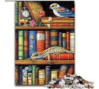 Puzzle per adulti 1000 pezzi Geco sulla libreria, educativo e didattico, ideale come regalo per tutta la famiglia (dimensioni 26x38cm)