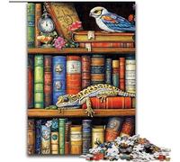 Puzzle per adulti, 1000 pezzi "Geco sulla libreria", puzzle per adulti, 1000 pezzi, divertente lavoretto per tutta la famiglia, perfetto per compleanni e feste (dimensioni 50x75cm)
