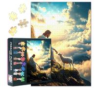 Puzzle per adulti 1000 pezzi - Gesù e l'agnello perduto arte biblica, scena religiosa serena con bordo puzzle premium, puzzle cristiani impegnativi 1000 pezzi - 60,5 x 40,7 cm
