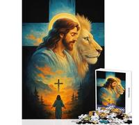 Puzzle per adulti 1000 pezzi Gesù Leone Croce Decorazione per la casa Giocattoli Regali di compleanno Gioco educativo Collezione di artisti Belle arti Dimensioni 38x26cm