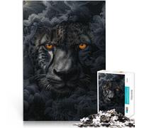 puzzle per adulti 1000 pezzi Ghepardo nel fumo nero Fatto di carta，per età 14+ Gara di velocità a mano Regalo divertente per la famiglia。misurare：26x38cm/10.24 x 14.96pollice