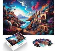 Puzzle per adulti, 1000 pezzi, giocattolo educativo Mykonos, 50 x 75 cm, con parti completamente intrecciate a caso, per adolescenti dai 14 anni in su