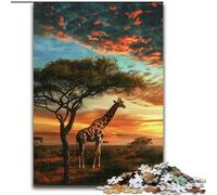Puzzle per adulti 1000 pezzi Giraffa africana della prateria Puzzle in legno 50X75cm Ideale per gli innamorati, perfetto regalo di Natale, Capodanno, San Valentino