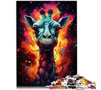 Puzzle per adulti, 1000 pezzi, giraffa alla moda, colorato, divertente per tutta la famiglia, gioco di famiglia, antistress, sfida difficile, 26 x 38 cm