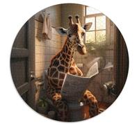 Puzzle per adulti 1000 pezzi Giraffa che legge il giornale Puzzle rotondo 1000 pezzi Serata di giochi in famiglia, Decorazione per la casa e regalo per allenare la mente 67,5x67,5 cm