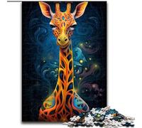 Puzzle per adulti 1000 pezzi Giraffa colorata in legno, regalo divertente e attività per la casa 50x75cm Festa di compleanno per uomini e donne