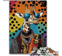 Puzzle per adulti 1000 pezzi Giraffe Art, adatto per bambini dai 14 anni in su Giochi educativi per la casa Giocattoli fai da te Opere d'arte Regalo (dimensioni 26x38cm)