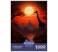 Puzzle Per Adulti 1000 Pezzi Giraffe Sunset Landscape Print Puzzle Per Adulti Gioco Pratico Vacanza A Casa Passatempo Gioco Stimolante Regali 38x26cm/1000pcs