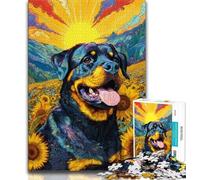 Puzzle per adulti 1000 pezzi Girasole Rottweiler Puzzle per adulti giocattoli educativi per l'apprendimento Giochi per famiglie Regali e compleanni unici 26x38cm