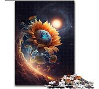 Puzzle per adulti 1000 pezzi Girasole spaziale in legno, gioco interattivo per famiglie, adatto dai 14 anni in su, 50x75cm, gioco interattivo per famiglie
