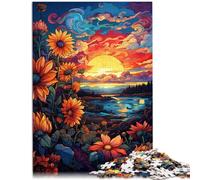 Puzzle per adulti 1000 pezzi Girasoli sotto il tramonto gioco stimolante giocattoli puzzle divertenti 19,7 "x 29,5" per adolescenti da 14 anni e oltre