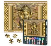 Puzzle per adulti 1000 pezzi Golden Ganesha, puzzle Jigsaw 1000 pezzi indiano Dio Tema, puzzle giochi impegnativi per donne decorazione domestica regalo dimensioni 70 x 50 cm