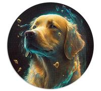 Puzzle per adulti 1000 pezzi Golden Retriever Cane Puzzle rotondo 1000 pezzi Serata di giochi in famiglia, Decorazione per la casa e regalo per allenare la mente (67,5x67,5cm)