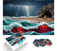 Puzzle per adulti 1000 pezzi Grotta del falò sulla spiaggia Fatto di cartone per età 14+ Giocattoli per l'intrattenimento in famiglia Regali di compleanno e regali unici misurare：26x38cm