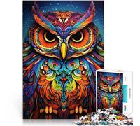 Puzzle per adulti 1000 pezzi gufo arte famiglia divertente puzzle gioco di famiglia sollievo dallo stress difficile sfida puzzle 50 x 74,9 cm per adolescenti 14+