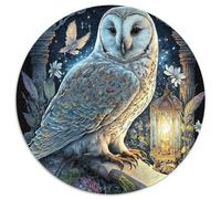 Puzzle per adulti, 1000 pezzi, gufo bianco, puzzle rotondo in cartone, rompicapo impegnativo per adolescenti, perfetto come decorazione per la casa o come regalo (67,5x67,5 cm)