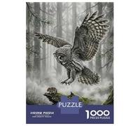 Puzzle per adulti, 1000 pezzi, gufo cacciando topolino nella foresta nebbiosa, puzzle per adolescenti, giocattolo fai da te, taglio di precisione, difficile e impegnativo 52 x 38 cm/1000 pezzi