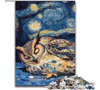 Puzzle per adulti 1000 pezzi Gufo Cielo notturno in legno, gioco interattivo per famiglie, adatto per età 14+ 50x75cm per gioco interattivo per famiglie