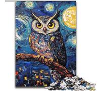 Puzzle per adulti 1000 pezzi Gufo del cielo notturno Puzzle in legno 50X75CM Ideale per gli innamorati, perfetto regalo di Natale, Capodanno, San Valentino