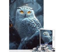 Puzzle per adulti 1000 pezzi Gufo delle nevi nella foresta invernale Decorazione per la casa Giocattoli Ottimo regalo Gioco per famiglie Migliorare l'amore tra coppie Dimensioni 38x52cm