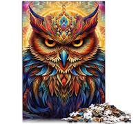 Puzzle per adulti, 1000 pezzi, gufo psichedelico, il puzzle, gioco di famiglia, antistress, sfida difficile, 26 x 38 cm