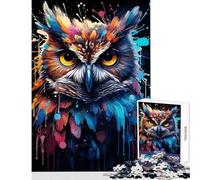 Puzzle per adulti 1000 pezzi Gufo Selvaggio Dipinto Fai da Te Giocattoli Regali di Compleanno Gioco per famiglie Adatto per la decorazione del desktop Dimensioni 38x52cm