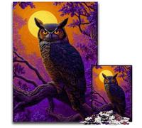 Puzzle per adulti, 1000 pezzi, gufo sull'albero, puzzle in legno, regalo perfetto per l'arredamento della casa, divertimento in famiglia, età 14+, 50x75cm
